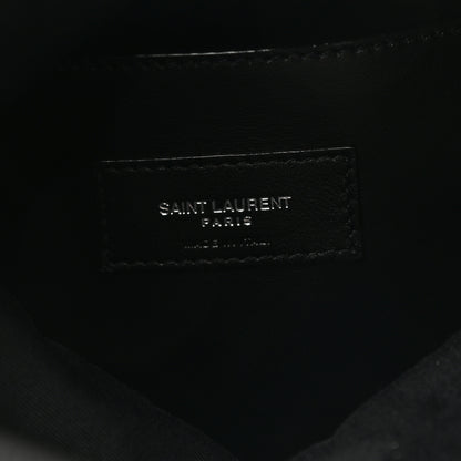 Saint Laurent Calfskin Crocodile Embossed West Hollywood Monogram Fold Over Clutch Black 6 of 6