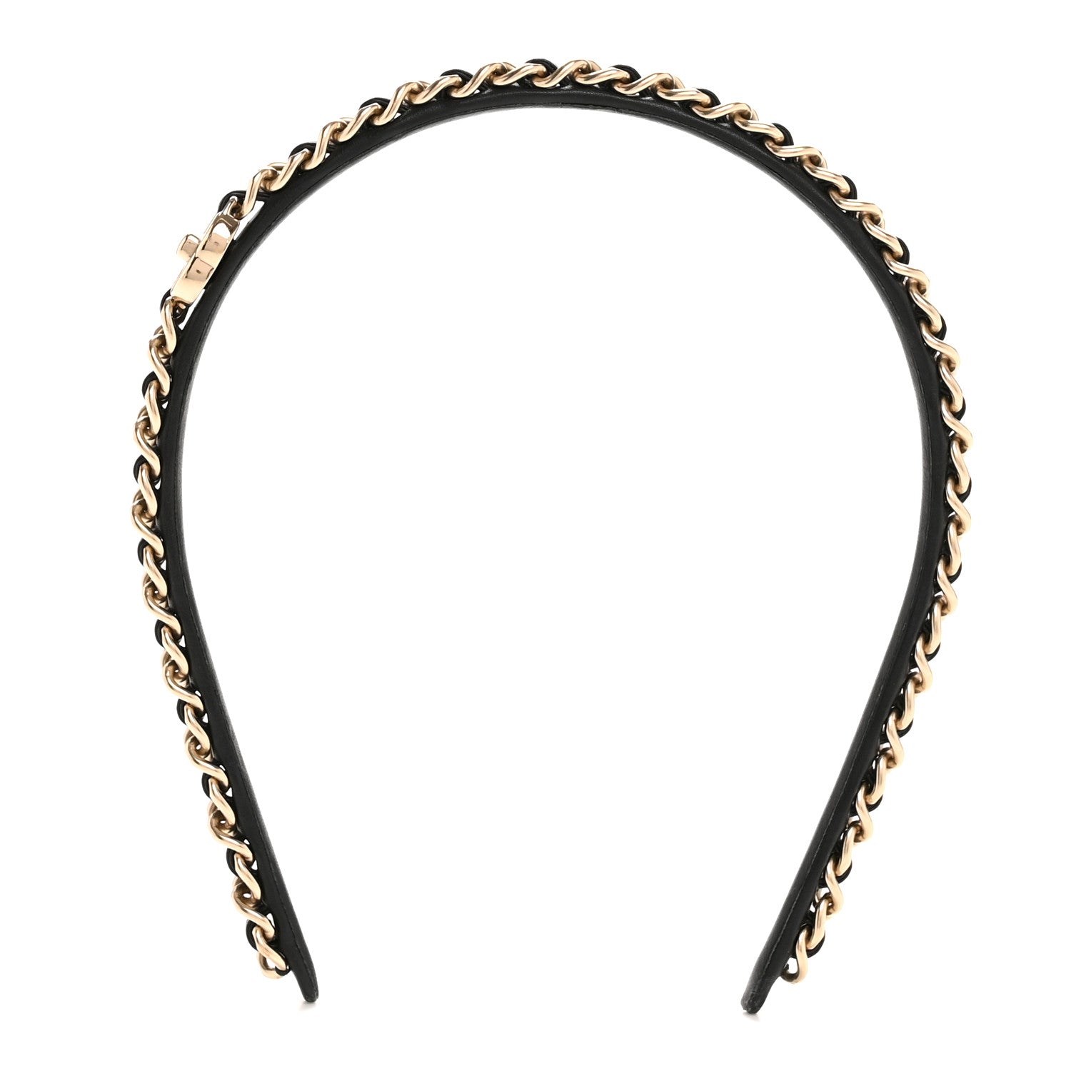 Chanel Metal Lambskin CC Turnlock Chain Headband Gold Black 4 of 5