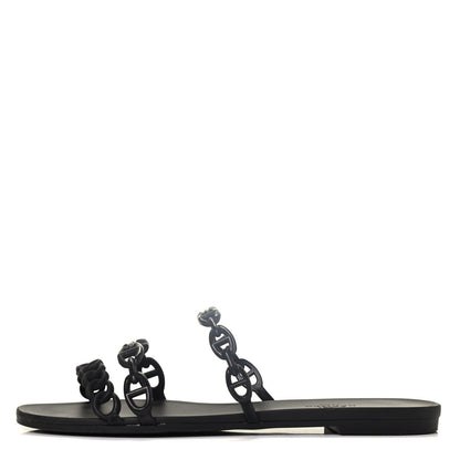 Hermes Rubber Chaine d'Ancre Rivage Sandals 38 Black 1 of 4