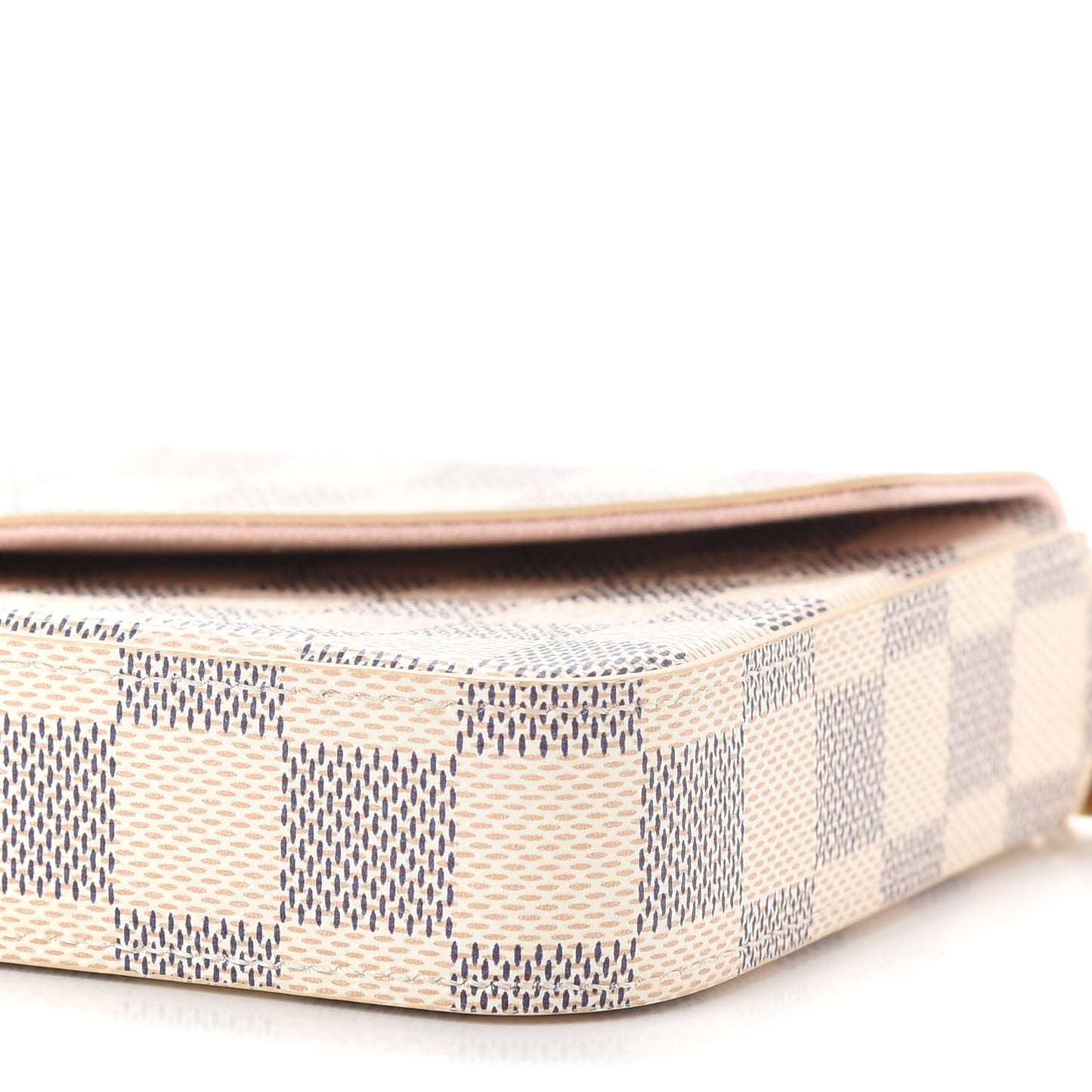 Damier Azur Pochette Felicie Chain Wallet Rose Ballerine