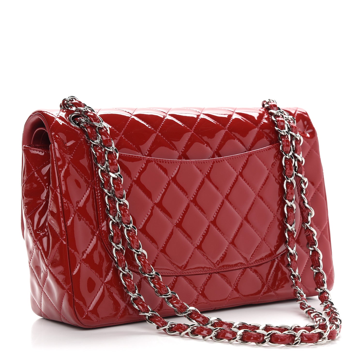 Chanel Patent Quilted Jumbo Double Flap Red 2 of 8