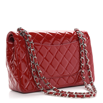 Chanel Patent Quilted Jumbo Double Flap Red 2 of 8