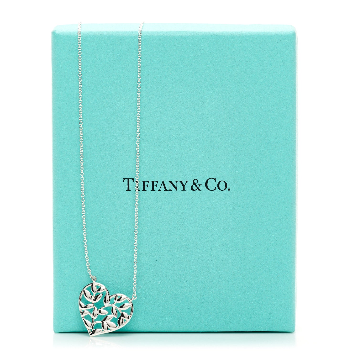 Tiffany Sterling Silver Paloma Picasso Olive Leaf Heart Pendant Necklace 5 of 5