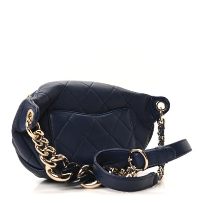 Chanel Lambskin  Quilted Resin Bi-Color Waist Bag Fanny Pack Navy Blue 3 of 10