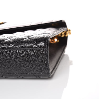 Saint Laurent Grain De Poudre Textured Mixed Matelasse Triquilt Medium Monogram Satchel Black 9 of 9