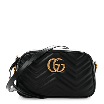 Gucci Calfskin Matelasse Small GG Marmont Chain Shoulder Bag Black 1 of 9