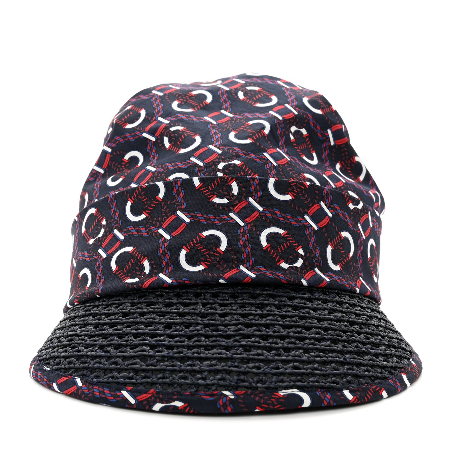 Hermes Raffia Silk Gemini Cap Marine Bleu Navy 4 of 13