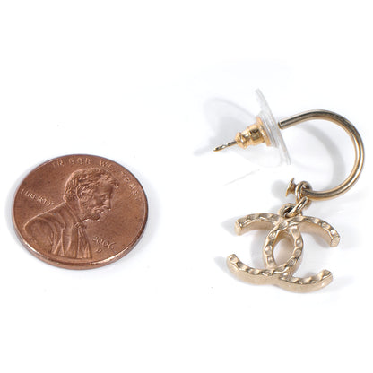 Chanel Hammered CC Dangle Earrings Gold 2 of 4