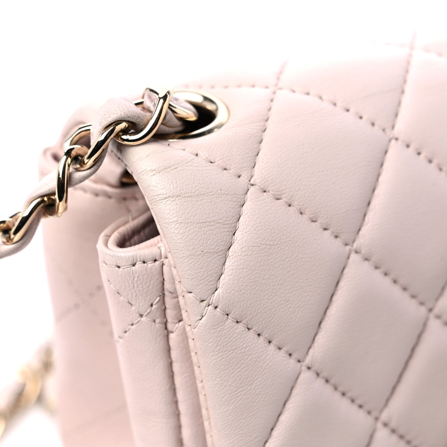 Lambskin Quilted Mini Square Flap Light Pink