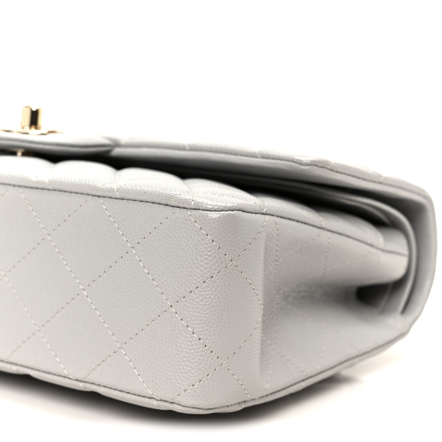 Caviar Quilted Medium Double Flap Grey