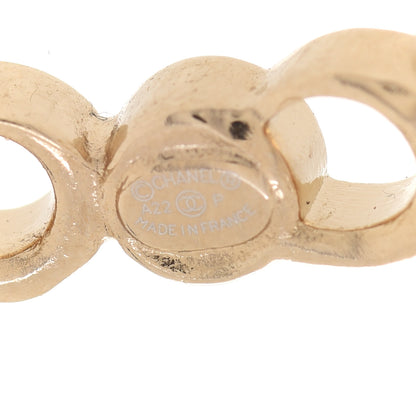 Chanel Metal Crystal Coco Script CC Climber Earrings Gold 4 of 5