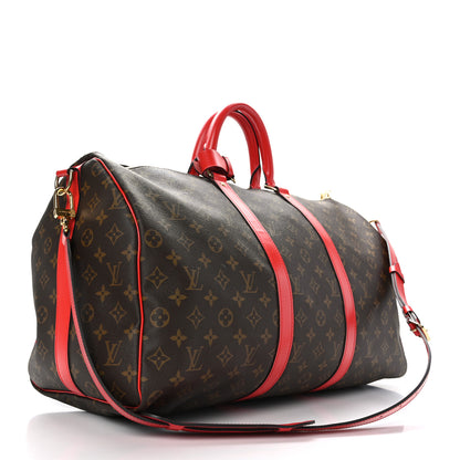 Louis Vuitton Calfskin Monogram Keepall Bandouliere 50 Coquelicot 2 of 12