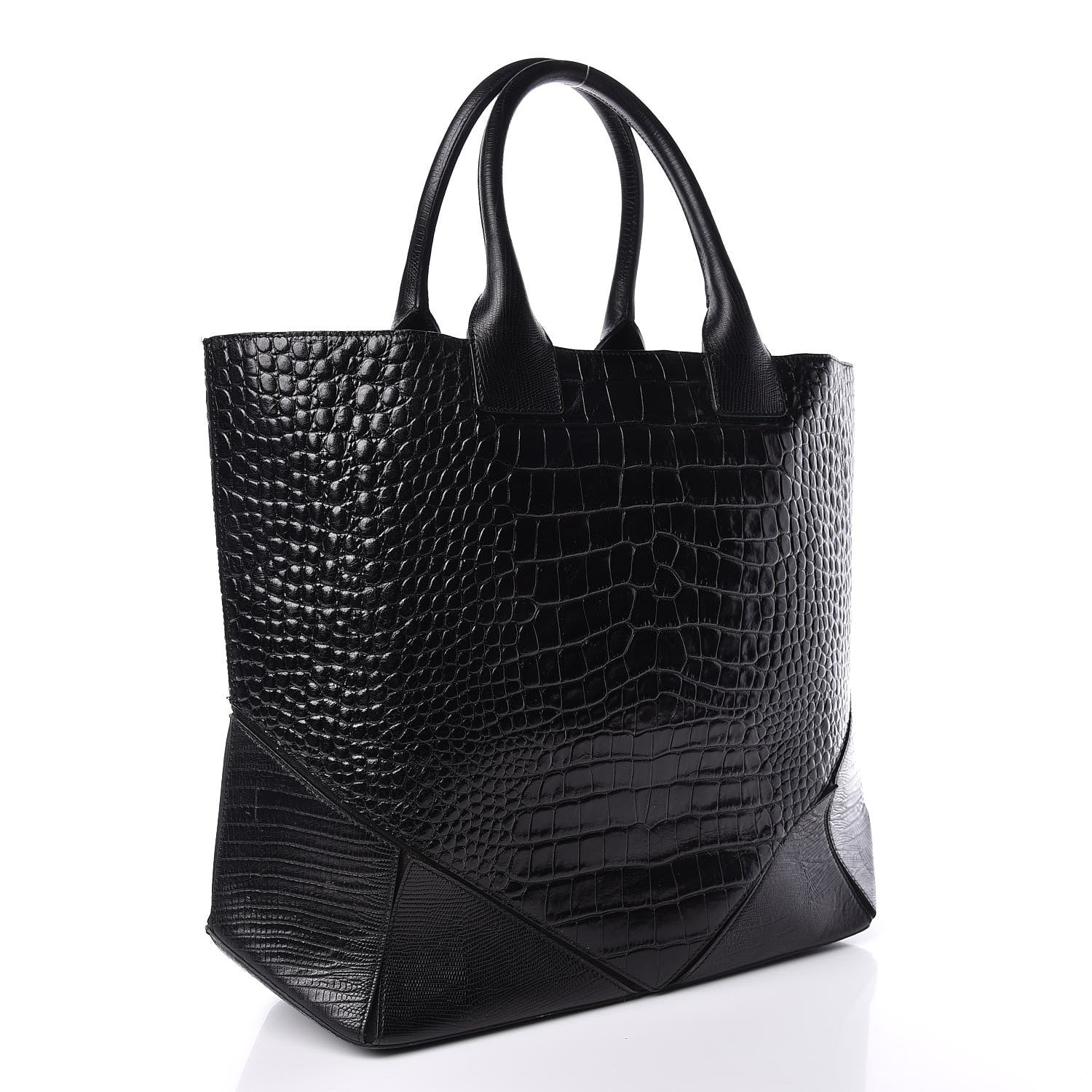Givenchy Calfskin Crocodile Embossed Easy Tote Black 3 of 13