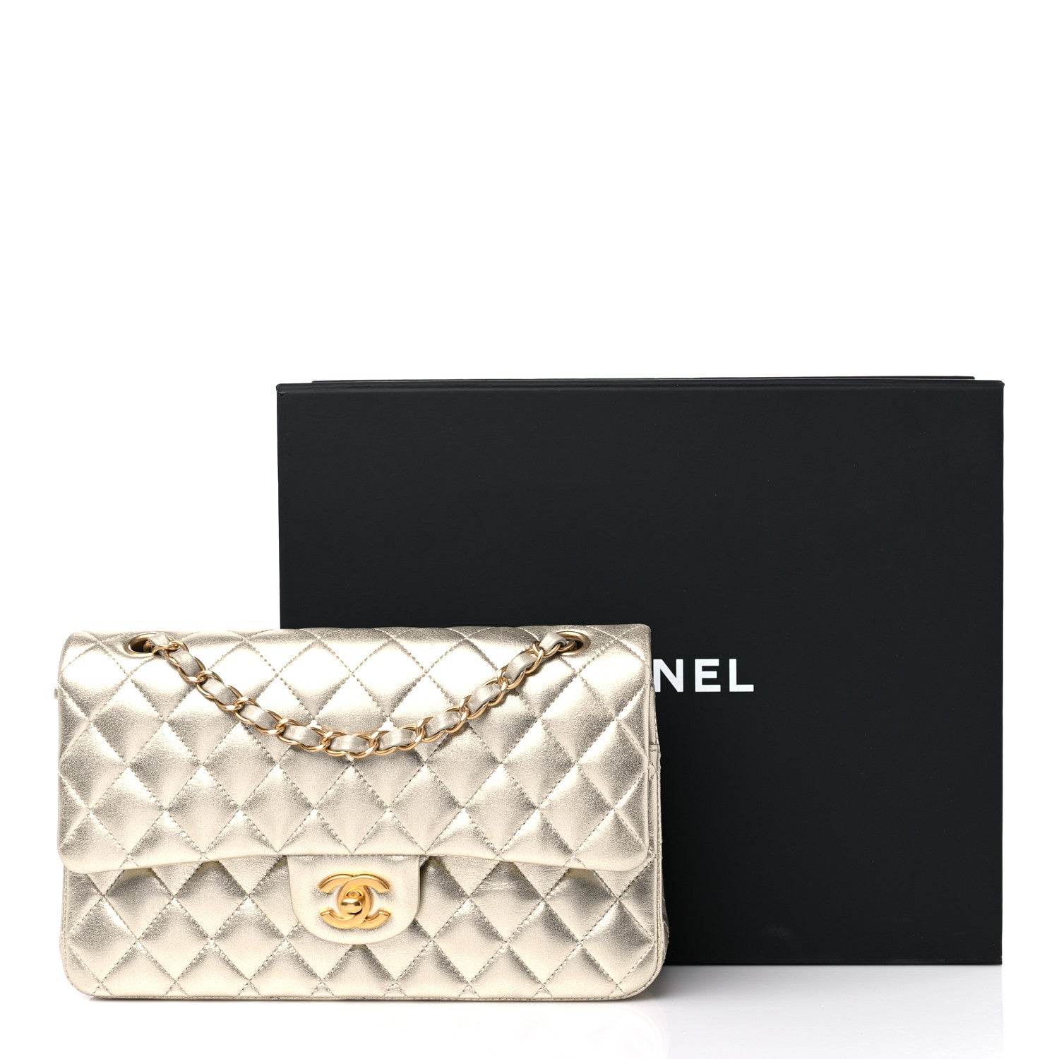 Chanel Metallic Lambskin Quilted Medium Double Flap Gold 11 of 11