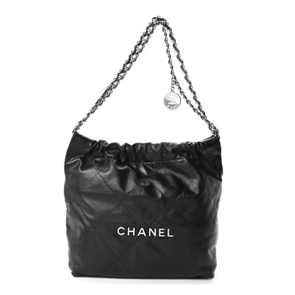 Chanel Shiny Calfskin Quilted Small Chanel 22 Black 1 of 11