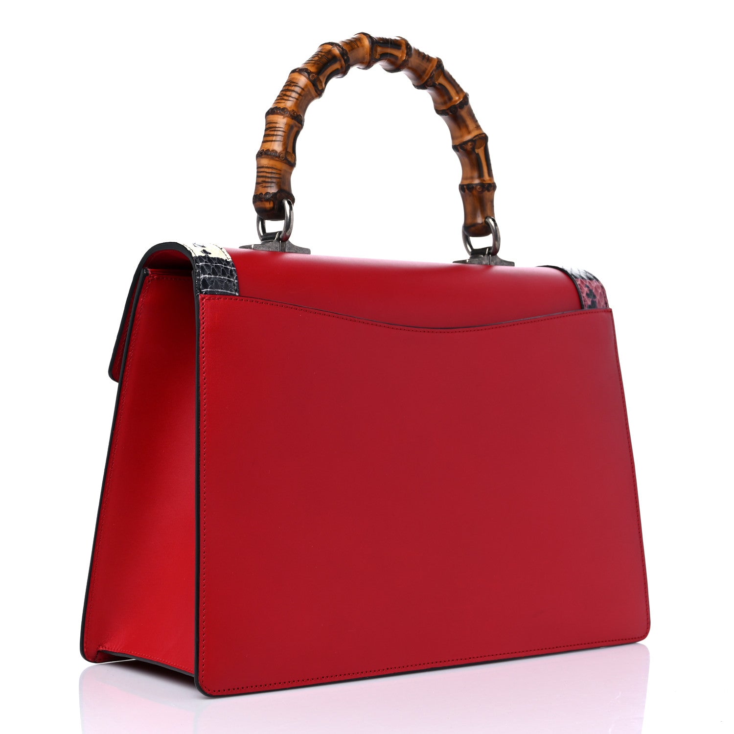 Gucci Calfskin Snakeskin Medium Lilith Top Handle Bag Red 3 of 10