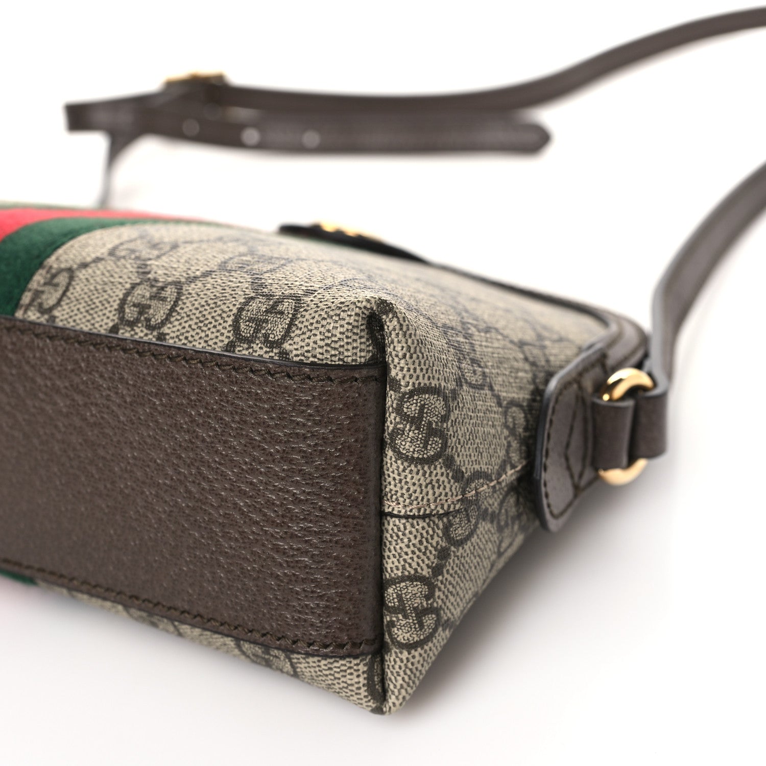 Gucci GG Supreme Monogram Textured Dollar Calfskin Web Small Ophidia Dome Shoulder Bag Beige Ebony New Acero 10 of 10