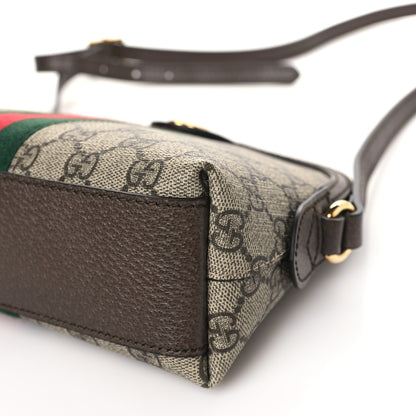 Gucci GG Supreme Monogram Textured Dollar Calfskin Web Small Ophidia Dome Shoulder Bag Beige Ebony New Acero 10 of 10