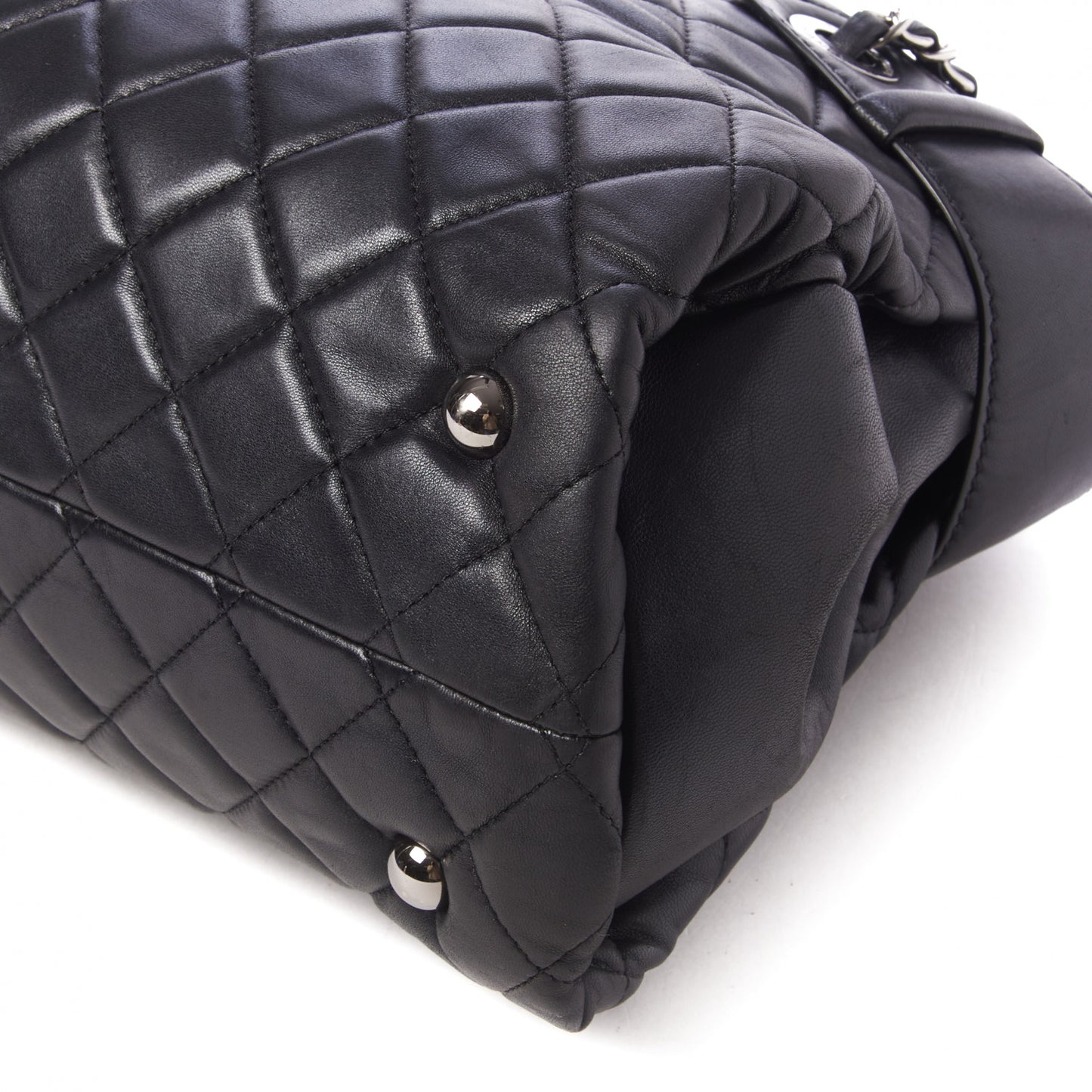Lambskin Quilted Small Coco Loop Tote Black