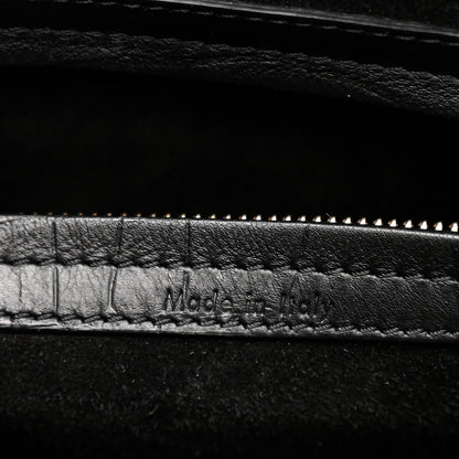 Celine Crocodile Embossed Calfskin Medium Phantom Luggage Black 7 of 13