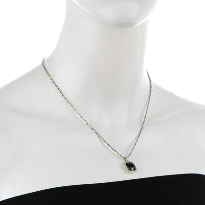 David Yurman Sterling Silver Pave Diamond Black Onyx 12mm Noblesse Pendant Necklace 2 of 7