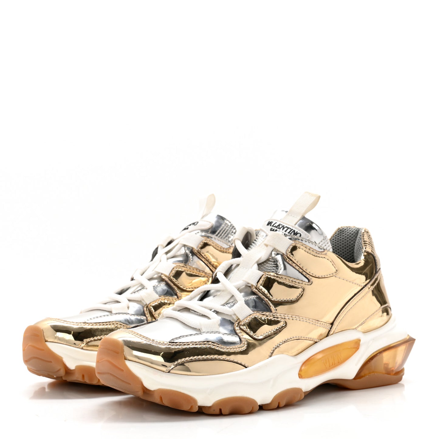 Metallic Nappa Patent Bounce Sneaker 36.5 Gold
