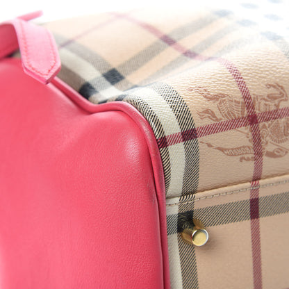 Burberry Haymarket Check Bow Small Canterbury Tote Bright Crimson Pink 9 of 14
