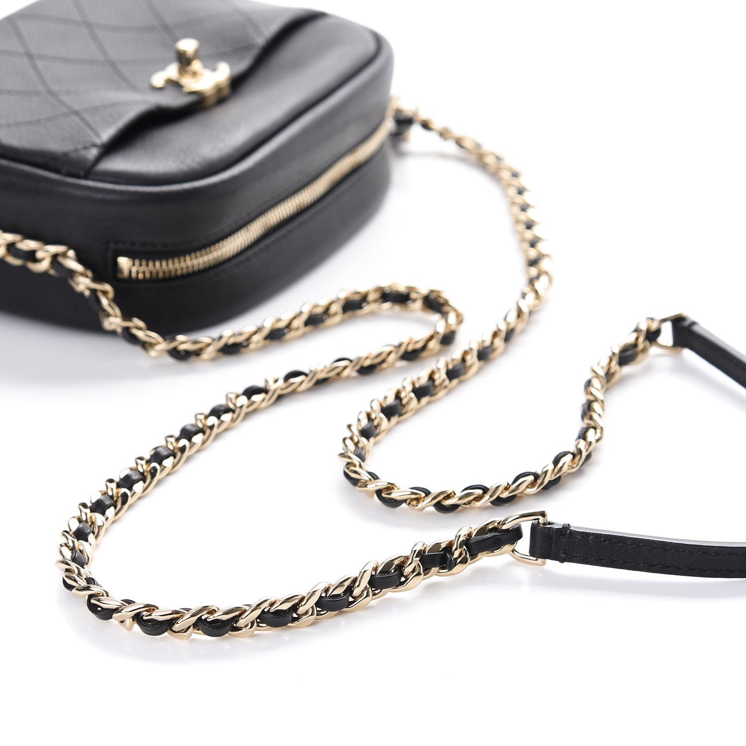 Chanel Goatskin Quilted Small Casual Trip Camera Case Black 14 of 15