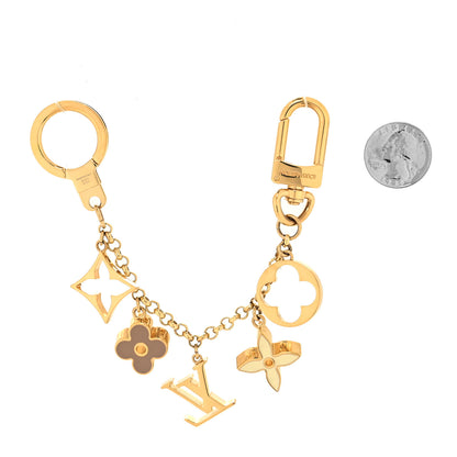 Louis Vuitton Brass Enamel Fleur De Monogram Bag Charm Chain Gold 2 of 4
