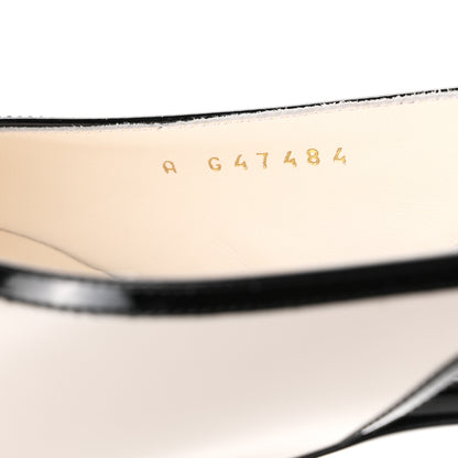 Chanel Lambskin Patent Calfskin Cap Toe CC Slingback Pumps 38 White Black 9 of 10