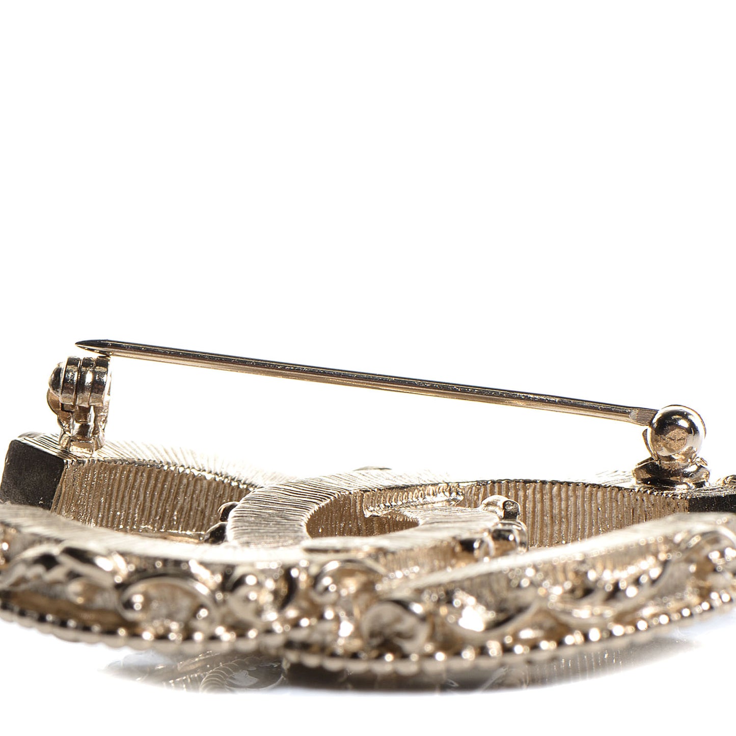 Enamel CC Baroque Brooch Black Gold