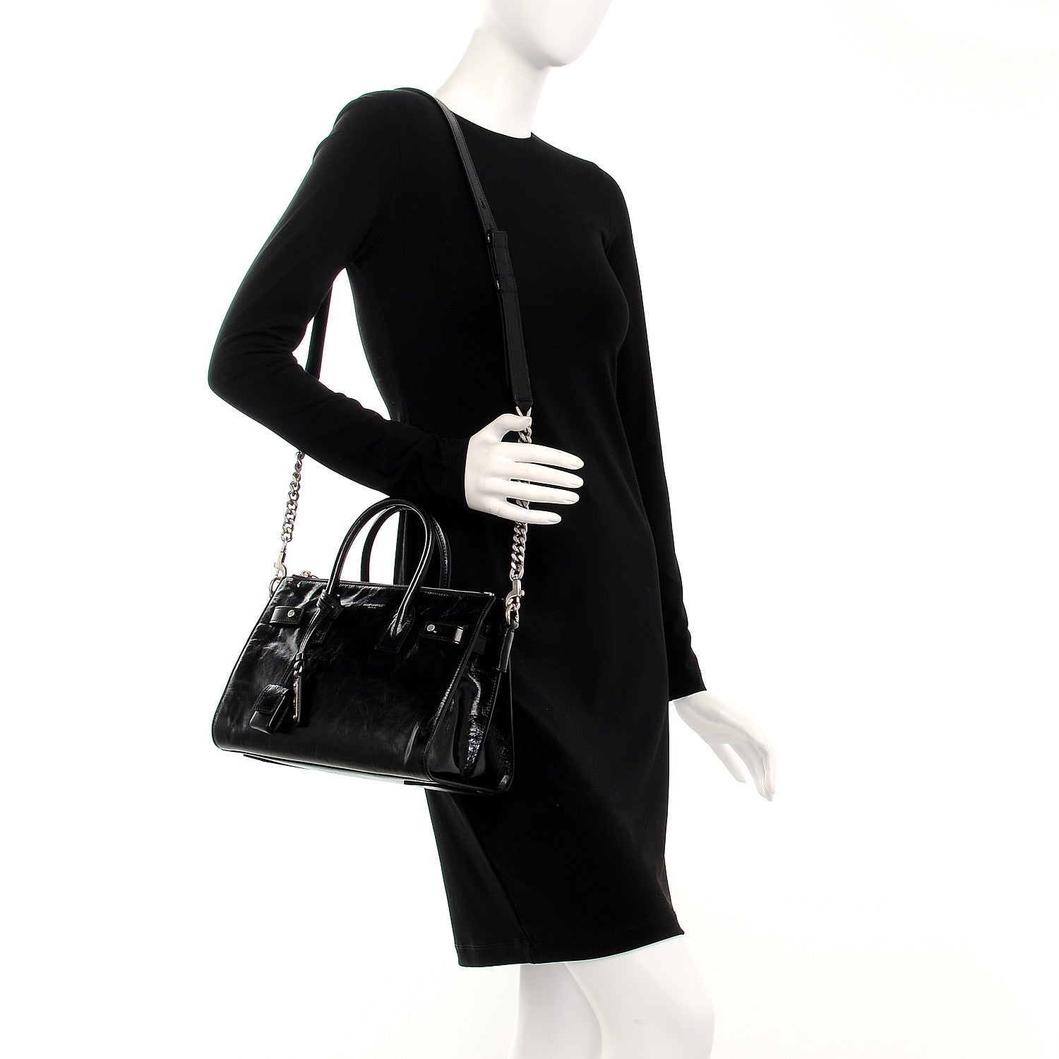 Saint Laurent Glace Calfskin Baby Souple Sac De Jour Black 2 of 11
