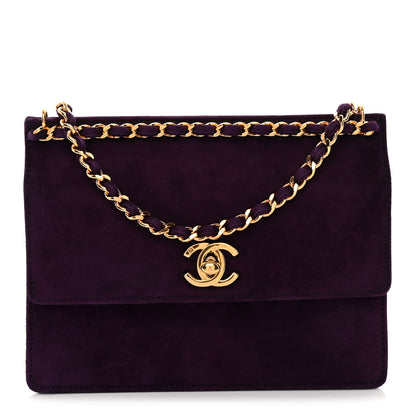 Chanel Suede CC Flap Clutch With Chain Purple 1 of 10