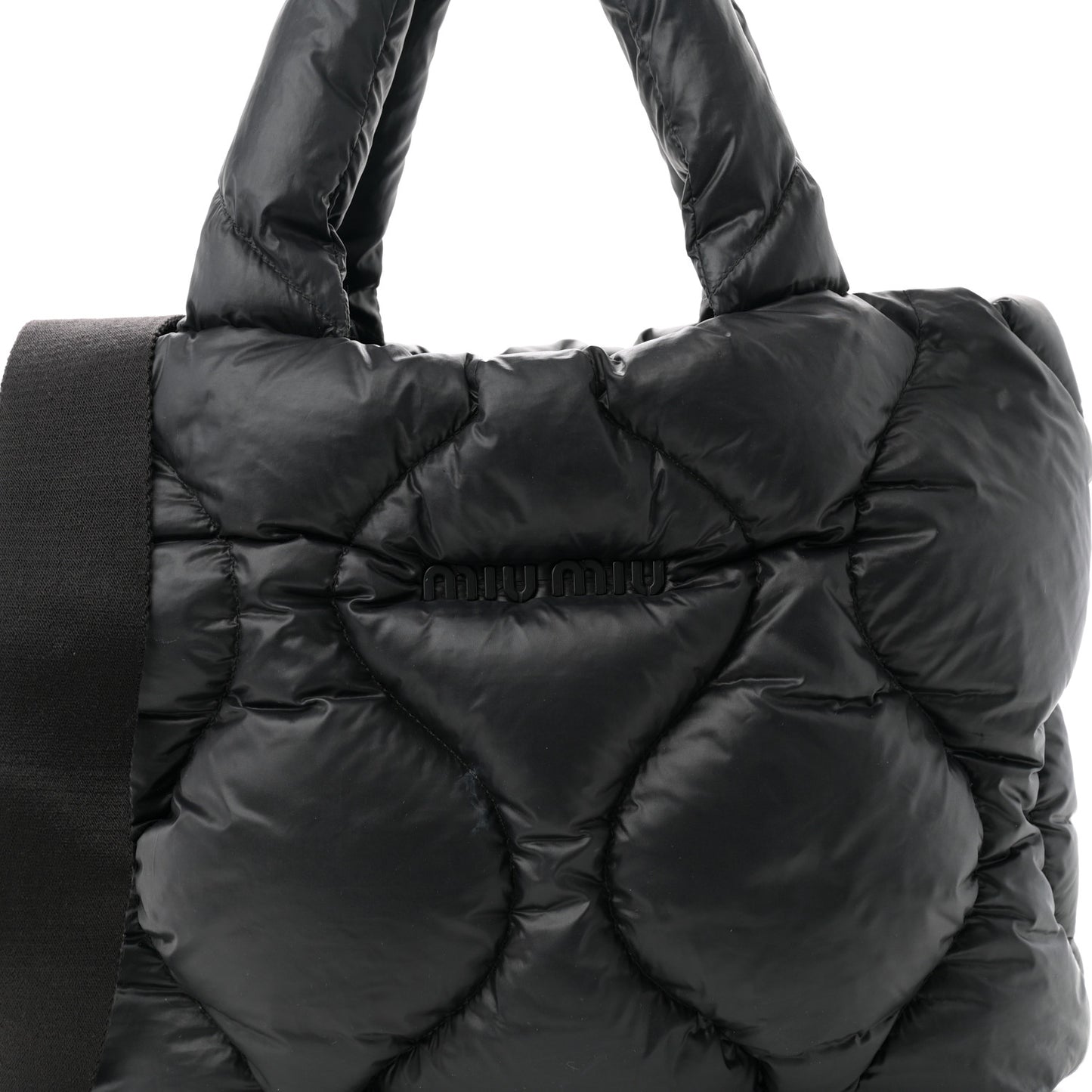Padded Nylon Quilted Tote Black