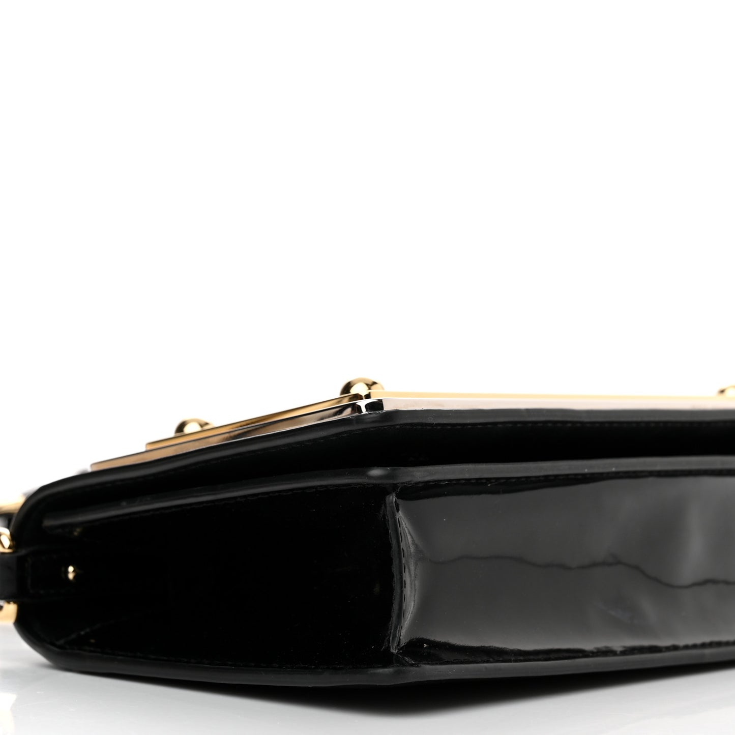 Patent Calfskin Maxi Logo Plate Phone Shoulder Bag Black