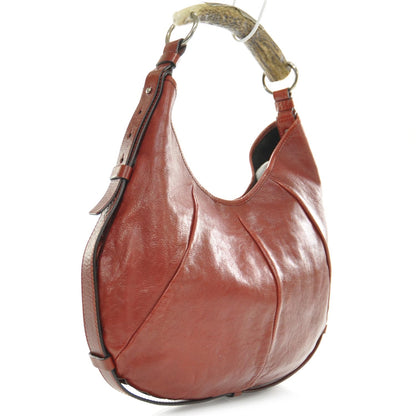 Saint Laurent Leather Mombasa Horn Bag Red 3 of 9