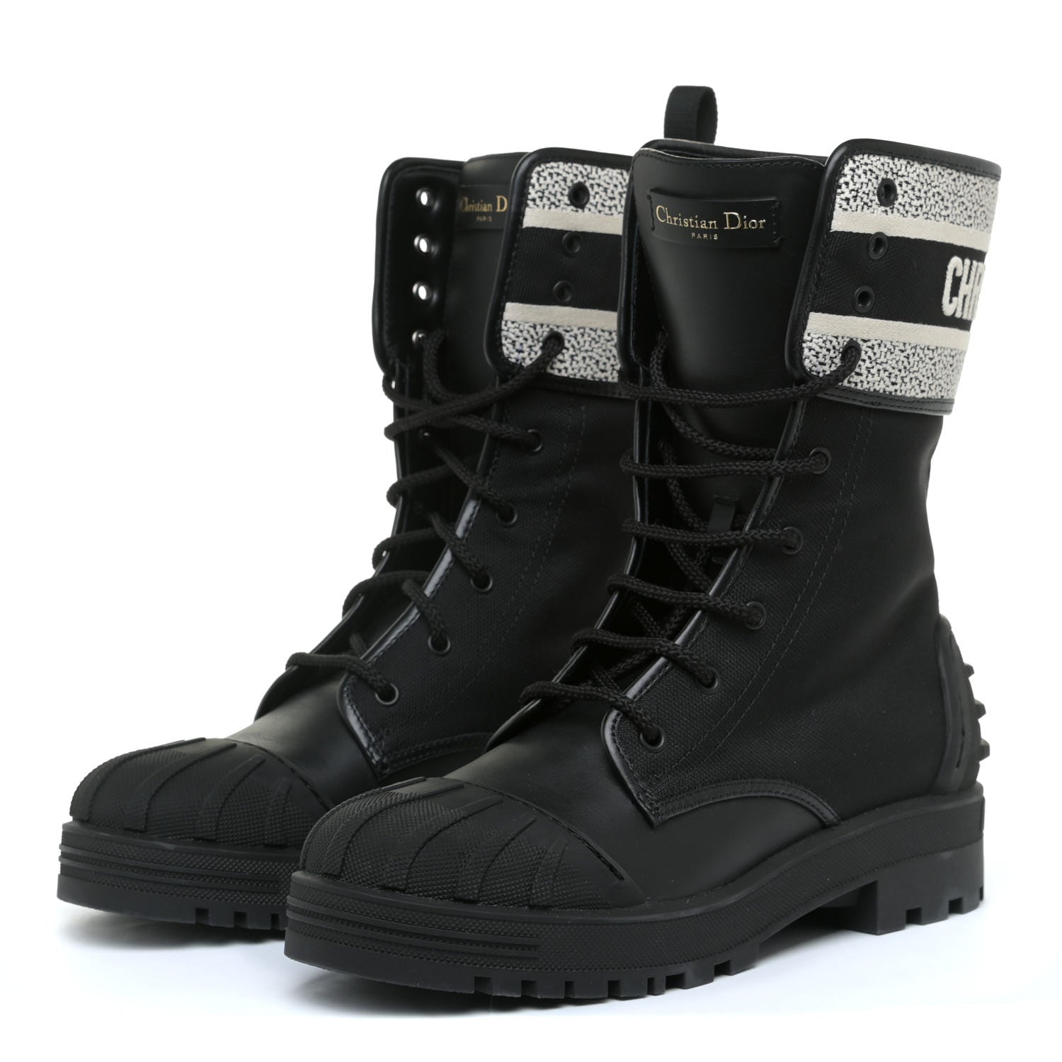 Christian Dior Calfskin Technical Fabric D-Major Ankle Boots 40 Black Taupe 2 of 10