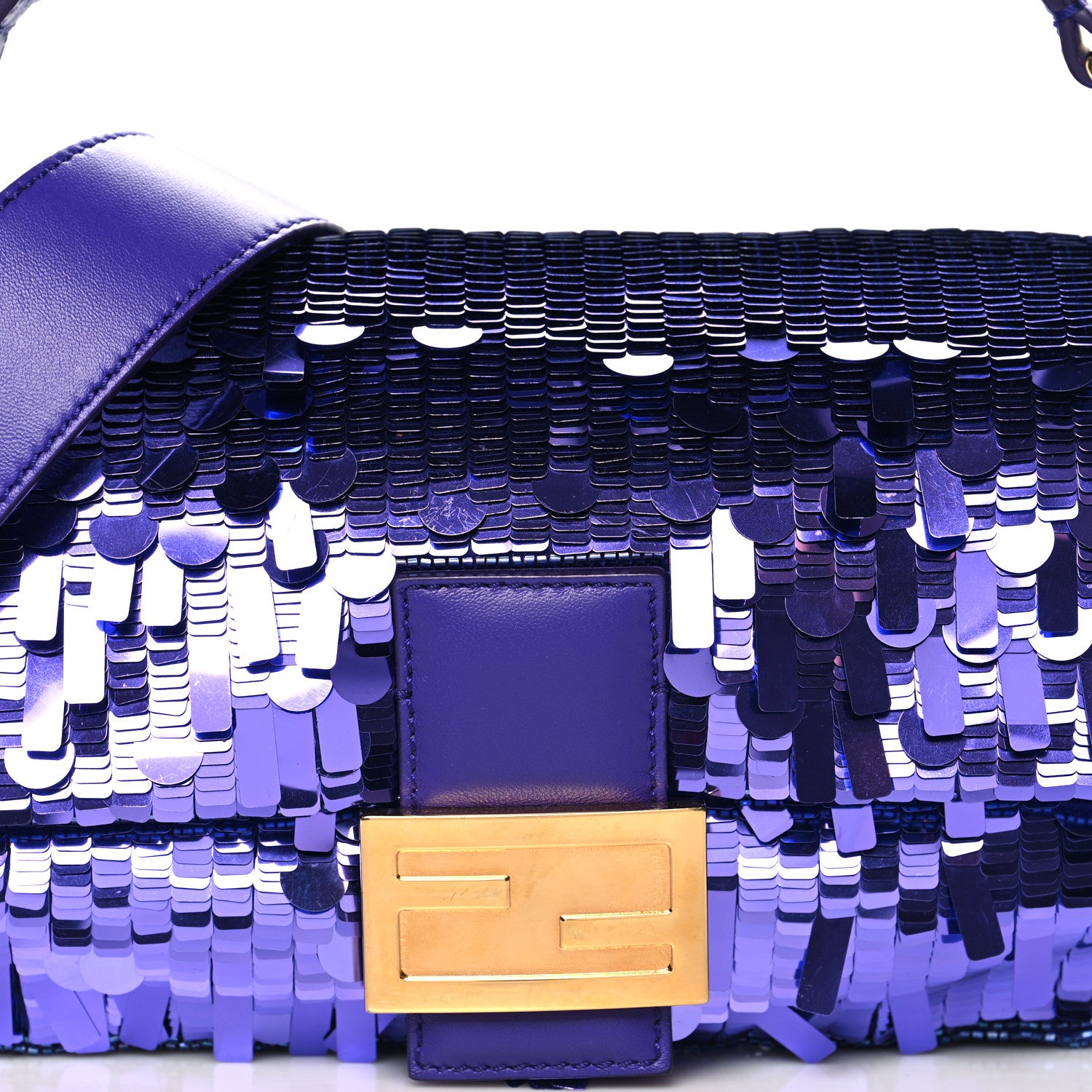Fendi Sequin Paillettes Shiny Nappa Sex and the City Baguette Viola Purple Rain 7 of 12