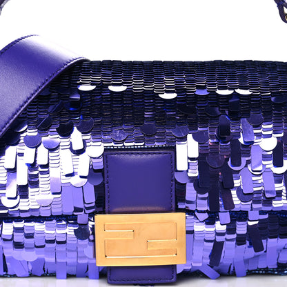 Fendi Sequin Paillettes Shiny Nappa Sex and the City Baguette Viola Purple Rain 7 of 12