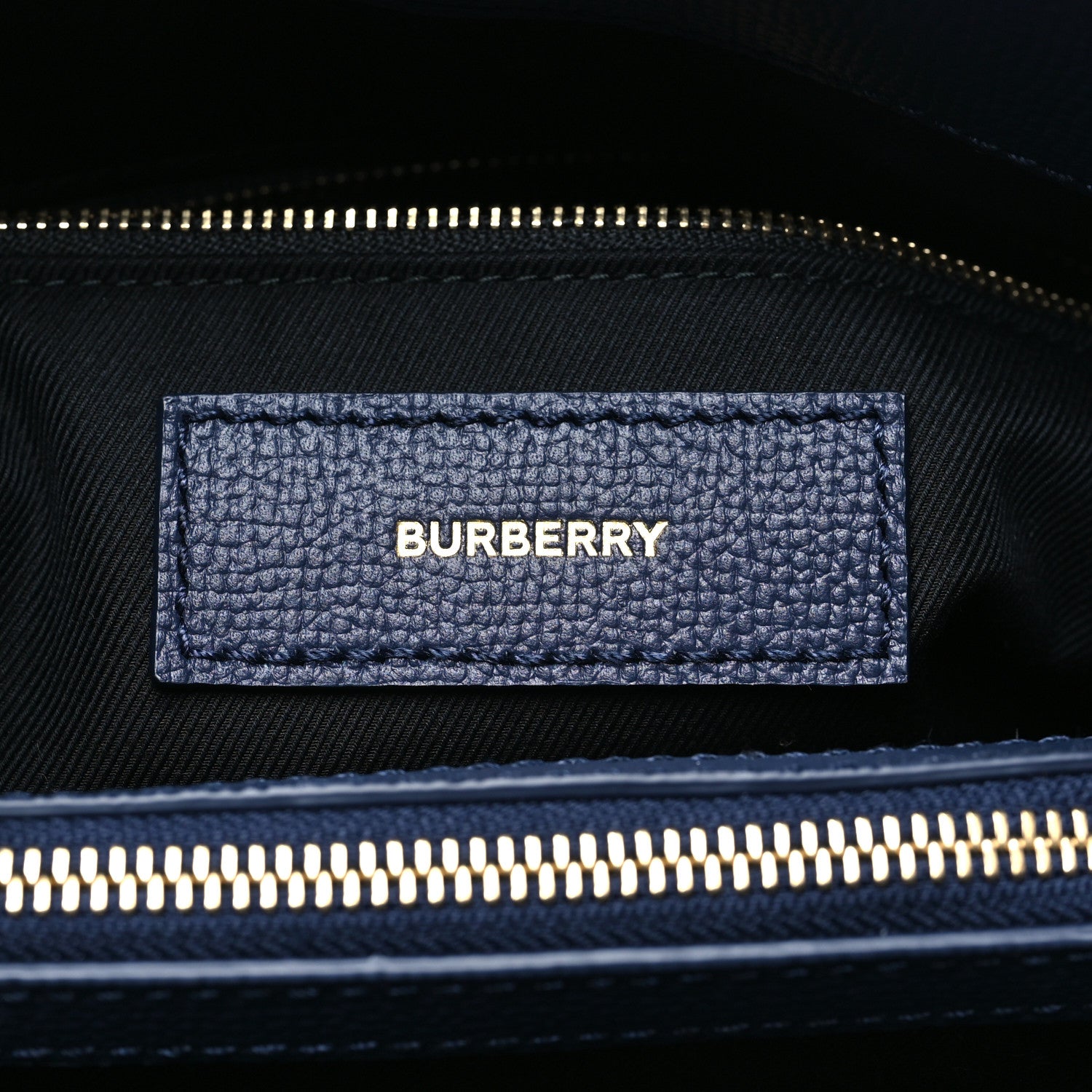 Burberry Derby Calfskin Vintage Check Medium Banner Tote Regency Blue 6 of 11