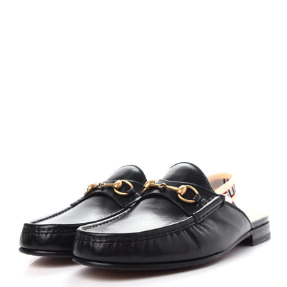 Gucci Goatskin Stripe Mens Horsebit Slingback Slippers 11.5 Black 3 of 11