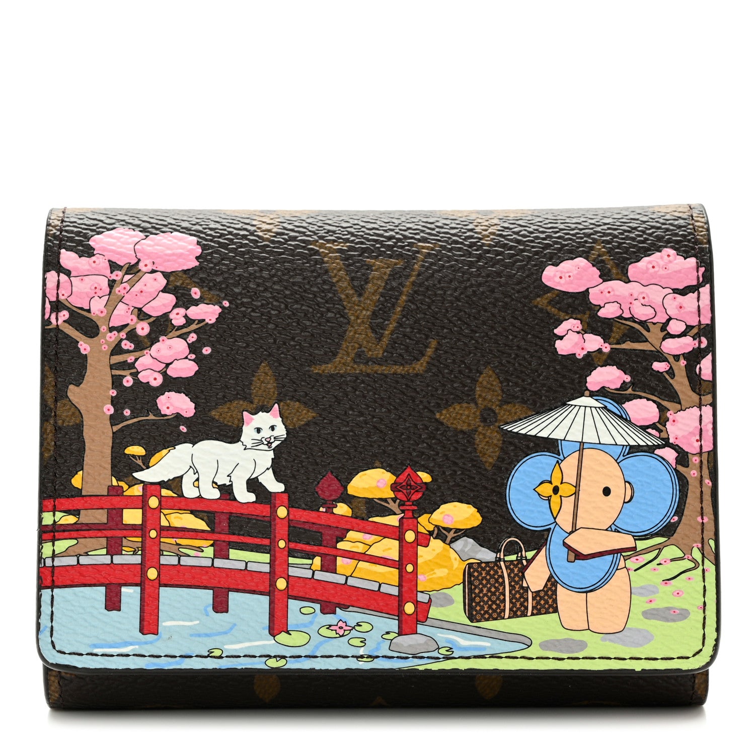 Louis Vuitton Monogram 2021 Christmas Animation Japanese Garden Victorine Wallet Wisteria Pink 1 of 13