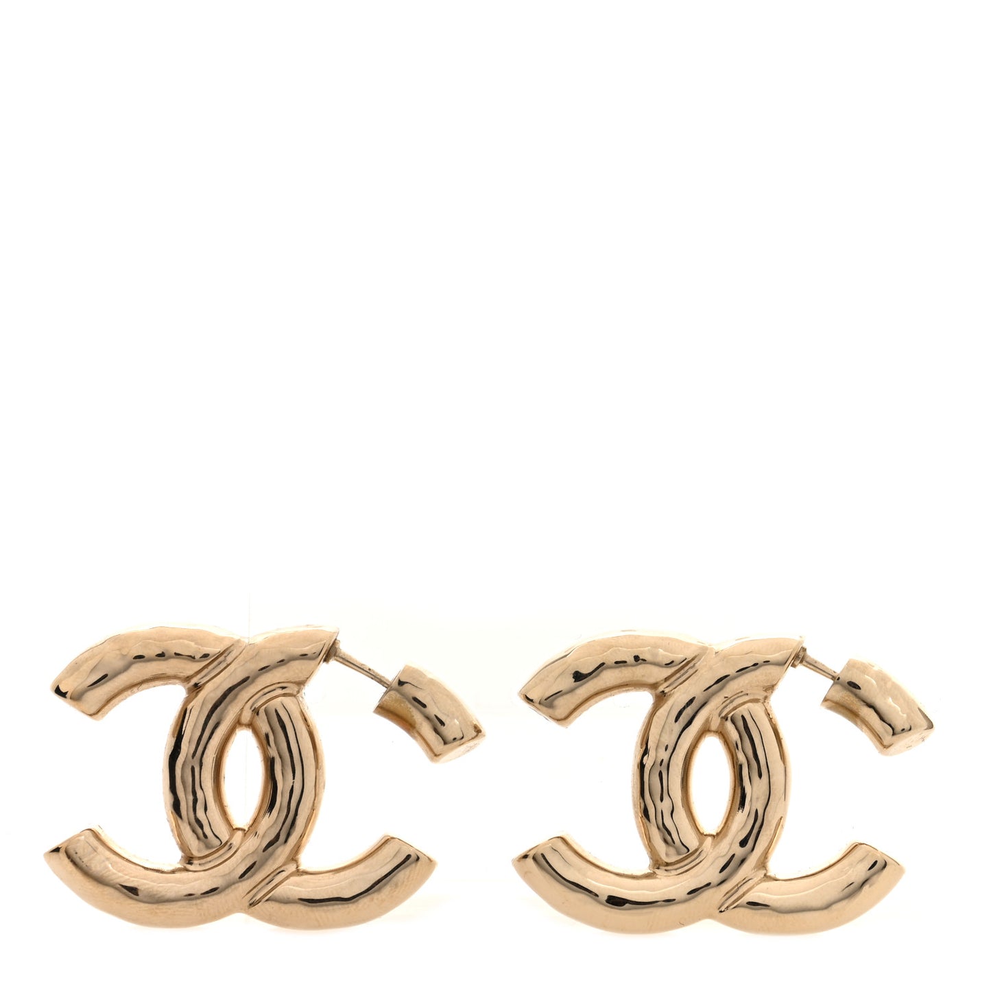 Metal Large CC Earrings Light Gold