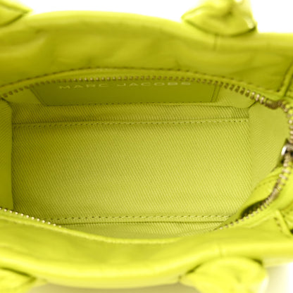 Marc Jacobs Shiny Crinkled Calfskin Mini The Tote Bag Acid Lime 5 of 11
