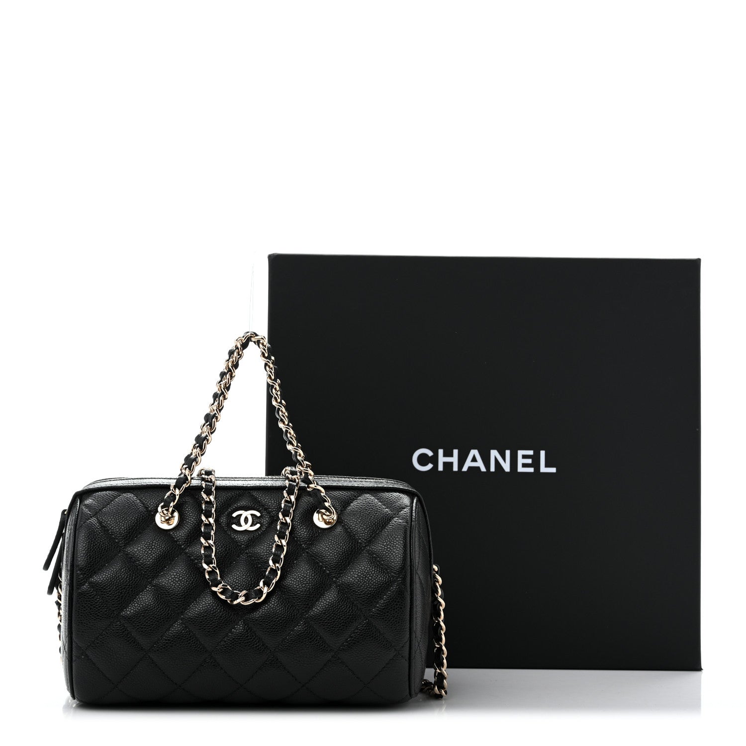Chanel Caviar Quilted Barrel Clutch With Chain  Black 12 of 12