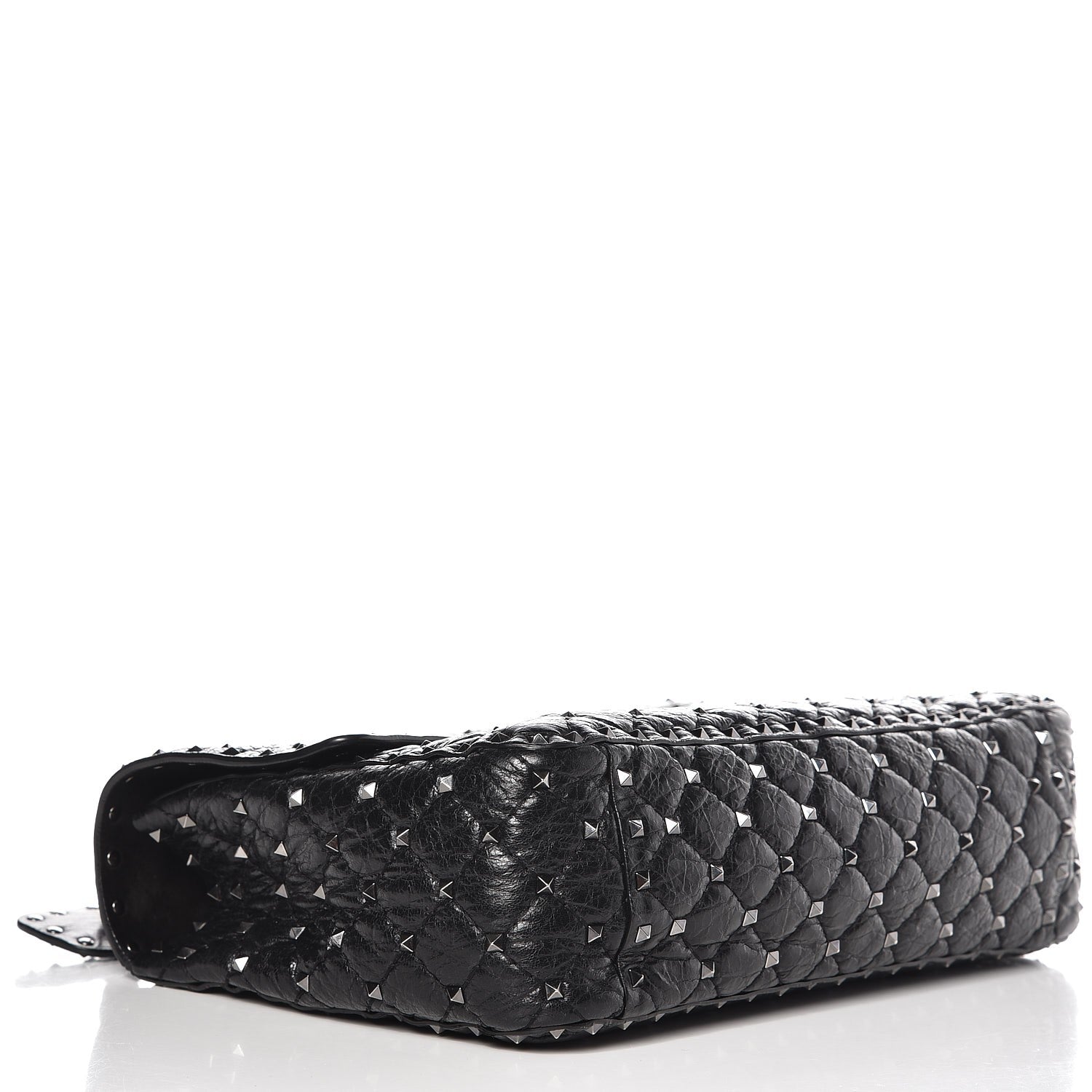 Valentino Garavani Craquele Nappa Large Rockstud Spike Shoulder Bag Black 4 of 6