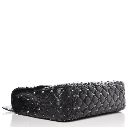 Valentino Garavani Craquele Nappa Large Rockstud Spike Shoulder Bag Black 4 of 6