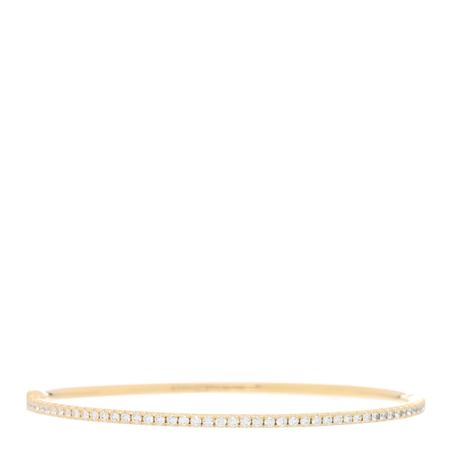 Tiffany 18K Yellow Gold Diamond Metro Hinged Bangle Bracelet 1 of 3