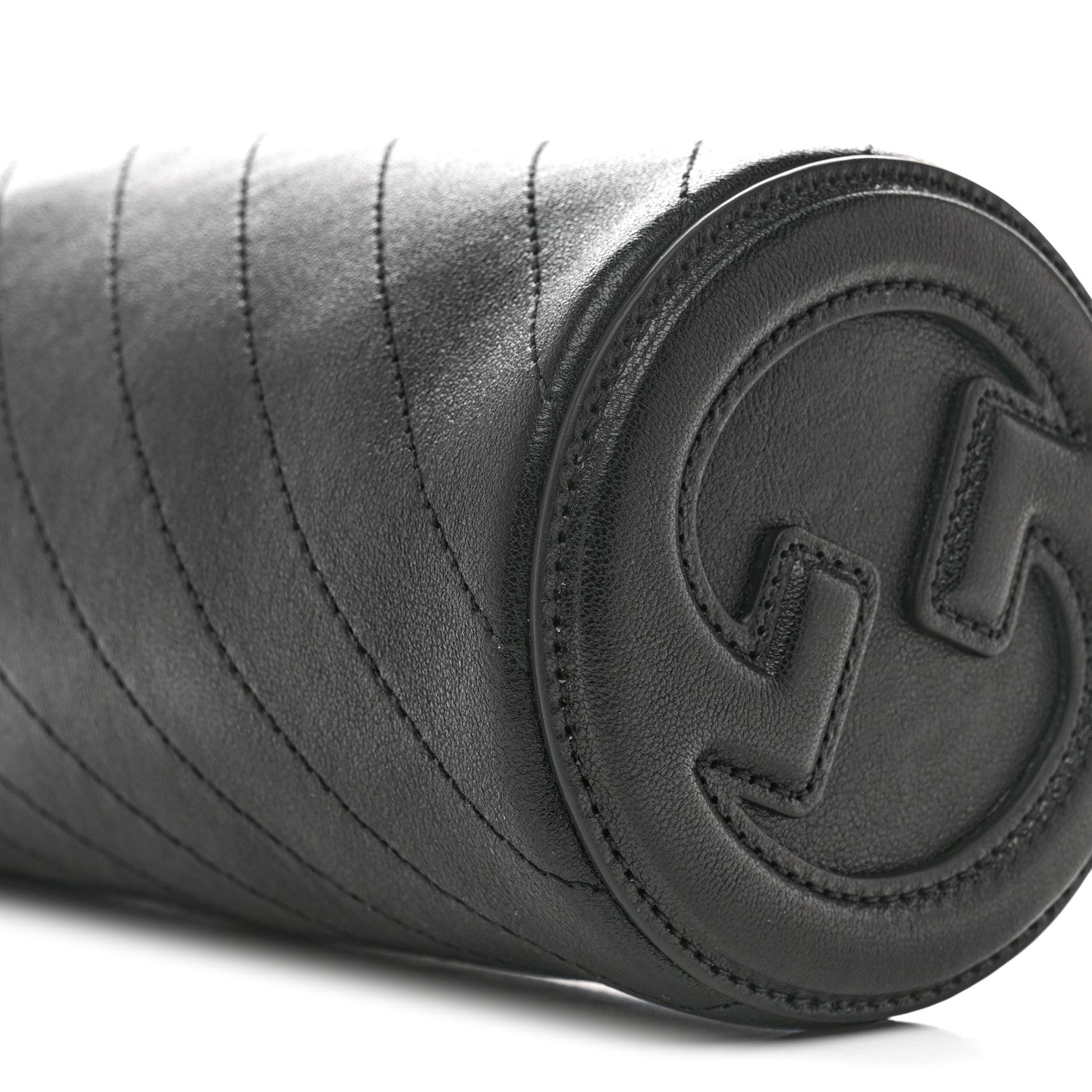 Gucci Sakai Be Green Calfskin Diagonal Stitched Mini Blondie Barrel Shoulder Bag Black 10 of 10