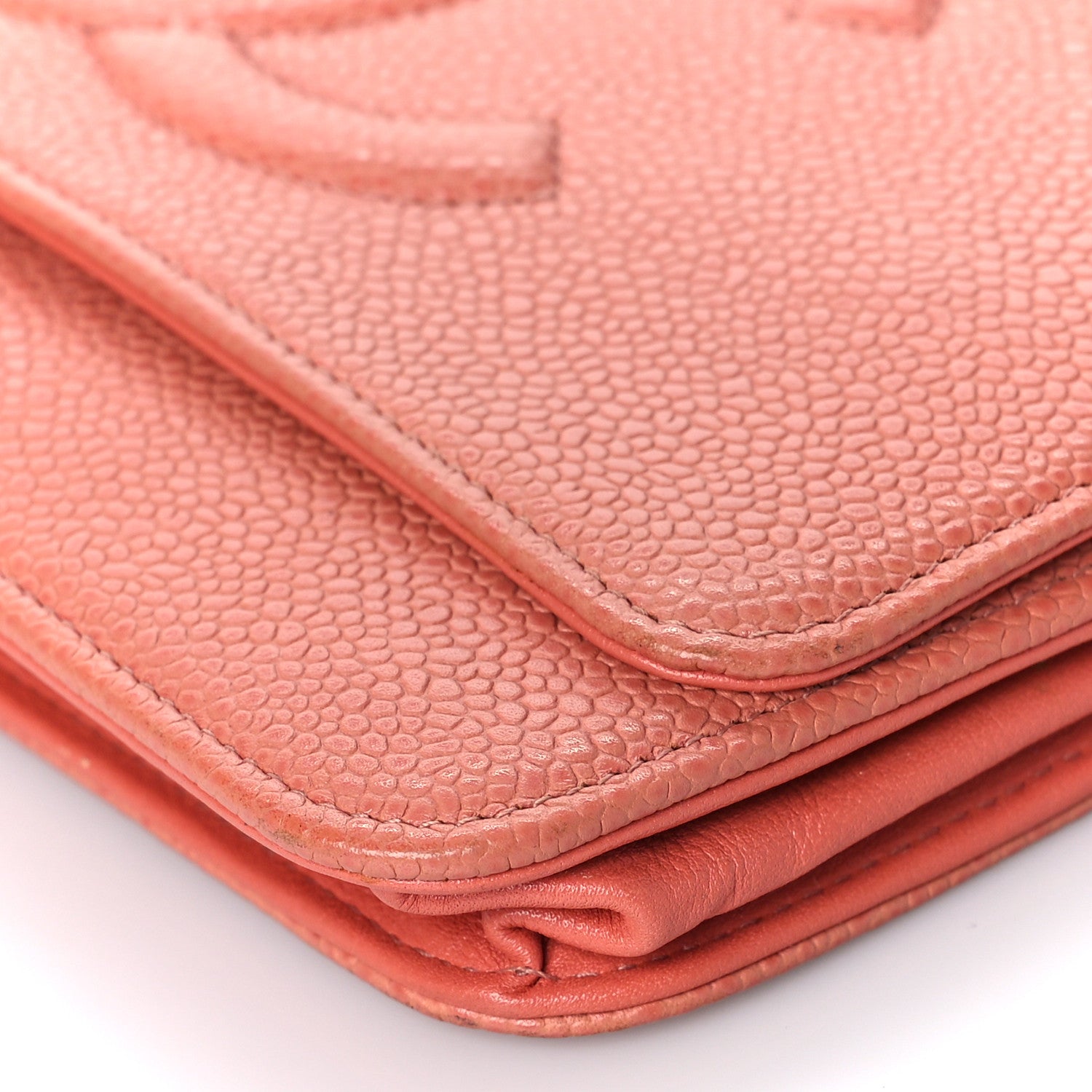Chanel Caviar Timeless CC Wallet On Chain WOC Coral 10 of 17